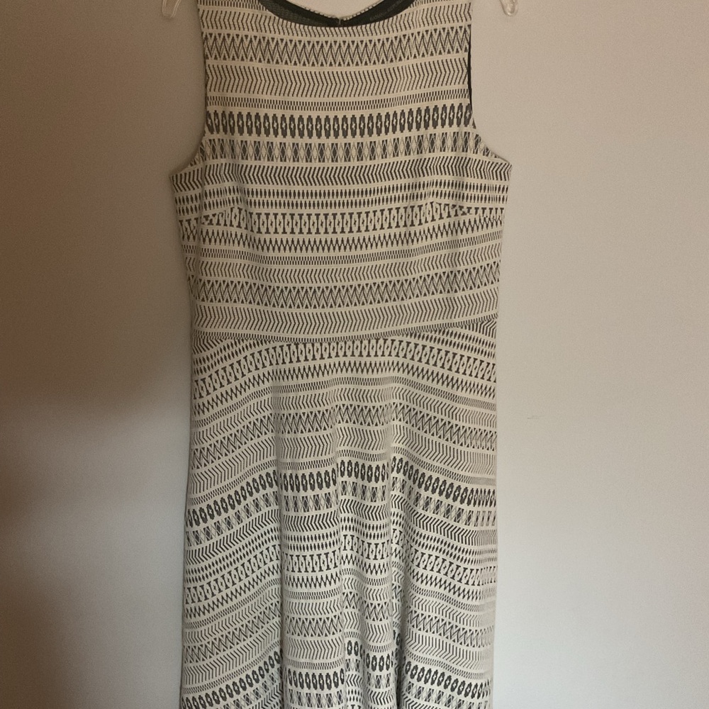 Banana Republic Black and White Patterned Midi Dress